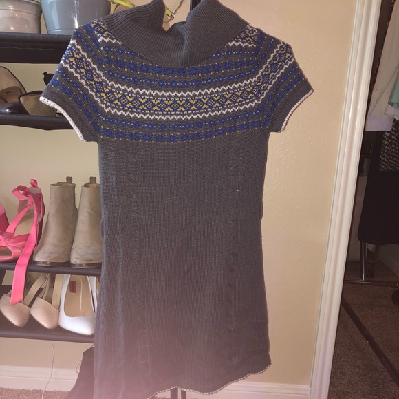 Gray Sweater Dress w/ Blue & Gold Stitching 💙💛 - Picture 4 of 4